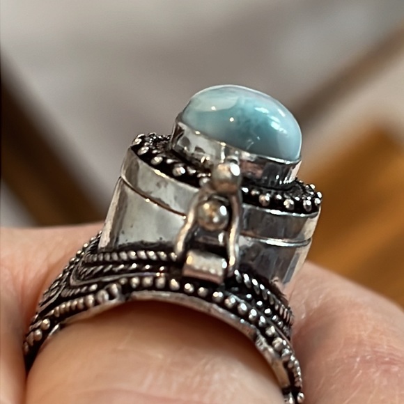 #420 Larimar Handcrafted Poison ☠️ Ring 💍 Size 9 NWOT - Picture 5 of 15